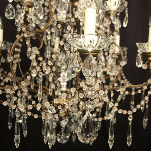 FRENCH GILDED 13 LIGHT ANTIQUE CAGE ANTIQUE CHANDELIER - ADDITIONAL PHOTO 2