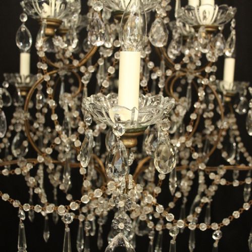 FRENCH GILDED 13 LIGHT ANTIQUE CAGE ANTIQUE CHANDELIER - ADDITIONAL PHOTO 5