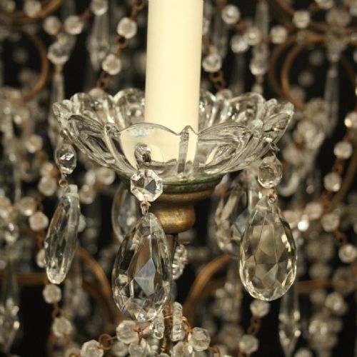 FRENCH GILDED 13 LIGHT ANTIQUE CAGE ANTIQUE CHANDELIER - ADDITIONAL PHOTO 6