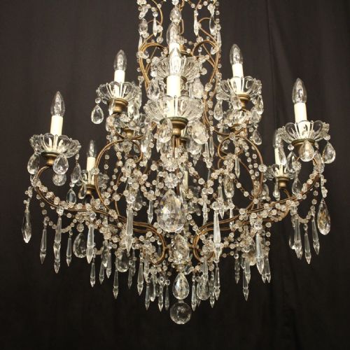 FRENCH GILDED 13 LIGHT ANTIQUE CAGE ANTIQUE CHANDELIER - ADDITIONAL PHOTO 7