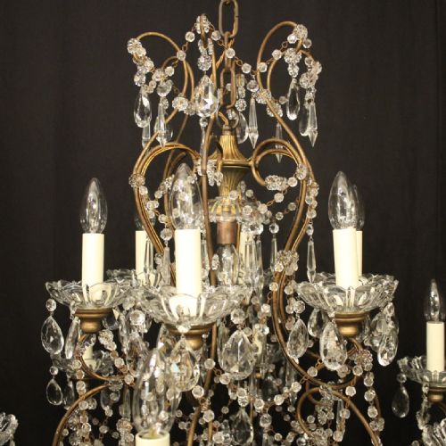 FRENCH GILDED 13 LIGHT ANTIQUE CAGE ANTIQUE CHANDELIER - ADDITIONAL PHOTO 8
