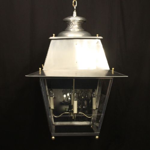 large oversized french steel brass lantern - CATEGORY: ANTIQUE LIGHTING - DATED 1930