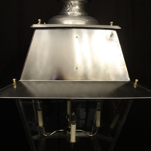 LARGE OVERSIZED FRENCH STEEL BRASS LANTERN - ADDITIONAL PHOTO 1