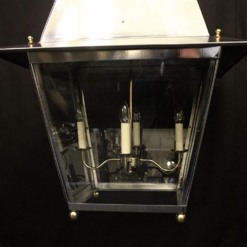 LARGE OVERSIZED FRENCH STEEL BRASS LANTERN - ADDITIONAL PHOTO 2