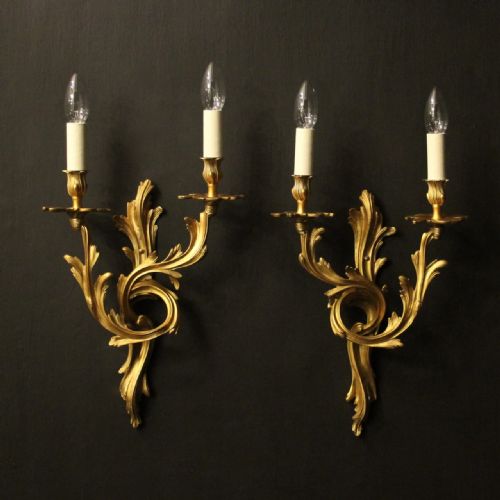 french pair of bronze antique wall sconces - CATEGORY: ANTIQUE LIGHTING - DATED 1920