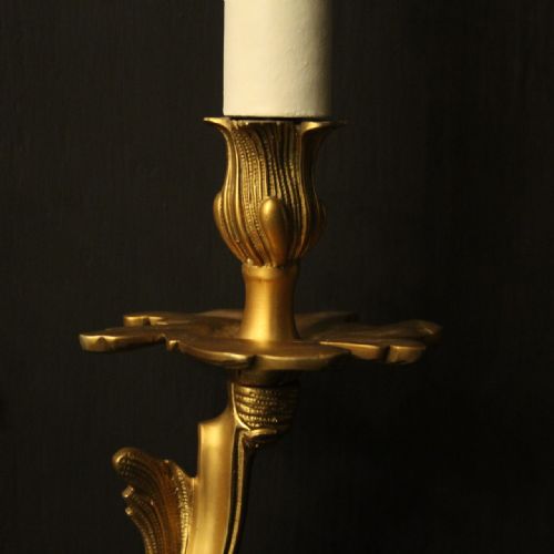 FRENCH PAIR OF BRONZE ANTIQUE WALL SCONCES - ADDITIONAL PHOTO 6