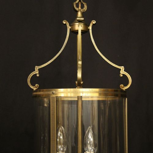 FRENCH PAIR GILDED CONVEX HALL ANTIQUE LANTERNS - ADDITIONAL PHOTO 2