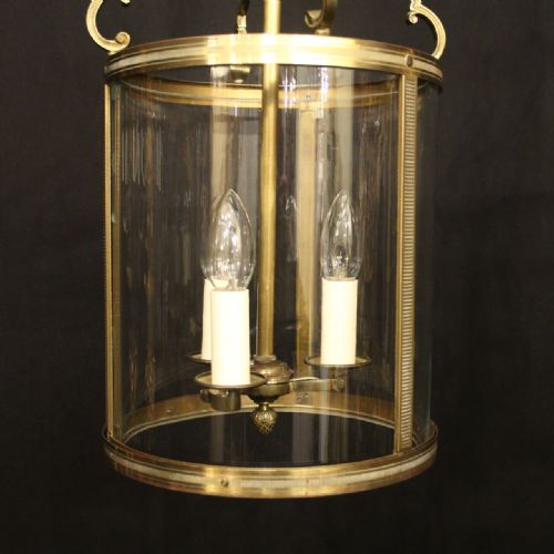 FRENCH PAIR GILDED CONVEX HALL ANTIQUE LANTERNS - ADDITIONAL PHOTO 4