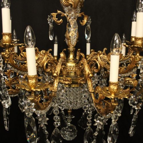 FRENCH LARGE PAIR OF GILDED BRONZE 18 LIGHT ANTIQUE CHANDELIERS - ADDITIONAL PHOTO 3