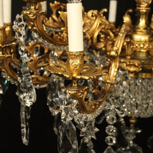 FRENCH LARGE PAIR OF GILDED BRONZE 18 LIGHT ANTIQUE CHANDELIERS - ADDITIONAL PHOTO 5