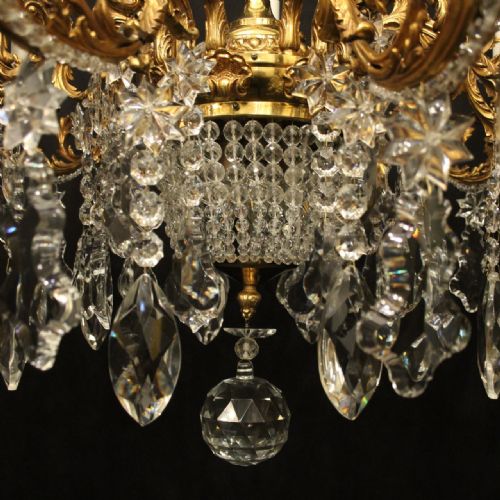 FRENCH LARGE PAIR OF GILDED BRONZE 18 LIGHT ANTIQUE CHANDELIERS - ADDITIONAL PHOTO 6
