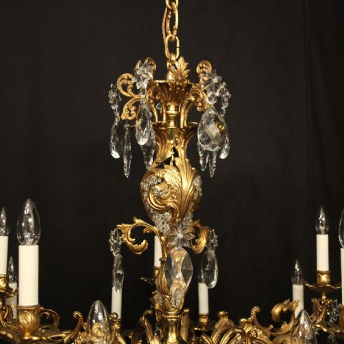 FRENCH LARGE PAIR OF GILDED BRONZE 18 LIGHT ANTIQUE CHANDELIERS - ADDITIONAL PHOTO 8