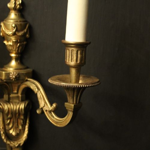 FRENCH PAIR OF GILDED ANTIQUE WALL LIGHTS - ADDITIONAL PHOTO 2