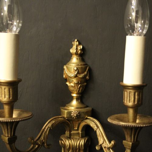 FRENCH PAIR OF GILDED ANTIQUE WALL LIGHTS - ADDITIONAL PHOTO 3
