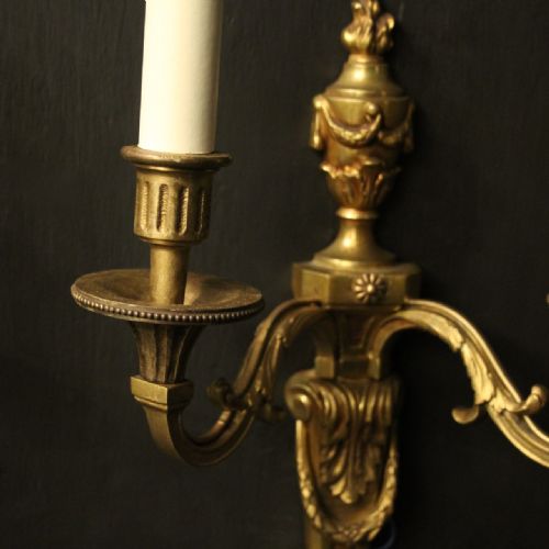 FRENCH PAIR OF GILDED ANTIQUE WALL LIGHTS - ADDITIONAL PHOTO 4