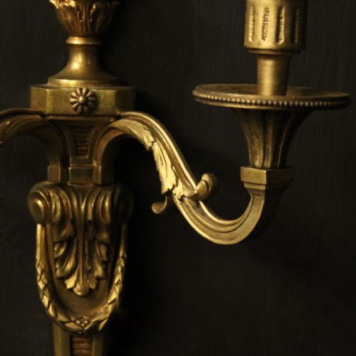 FRENCH PAIR OF GILDED ANTIQUE WALL LIGHTS - ADDITIONAL PHOTO 6
