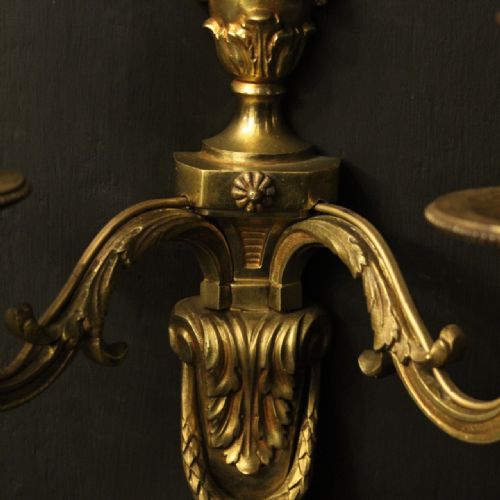 FRENCH PAIR OF GILDED ANTIQUE WALL LIGHTS - ADDITIONAL PHOTO 7
