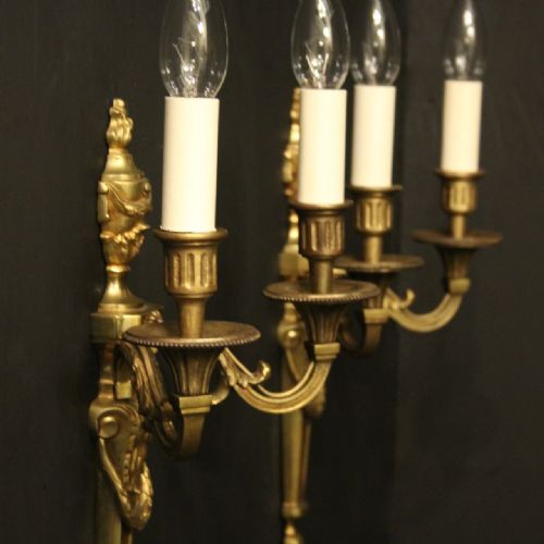 FRENCH PAIR OF GILDED ANTIQUE WALL LIGHTS - ADDITIONAL PHOTO 8