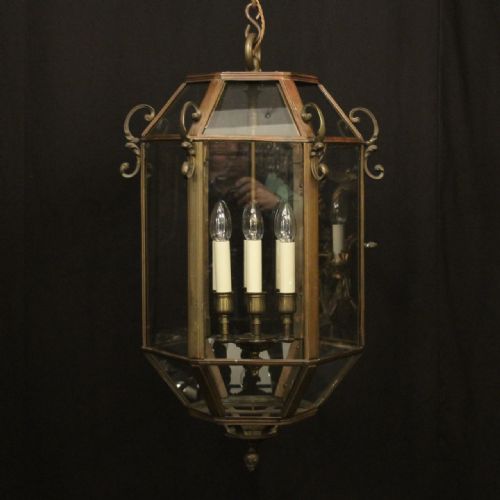 french bronze 6 light hexagonal antique lantern - CATEGORY: ANTIQUE LIGHTING - DATED 1920