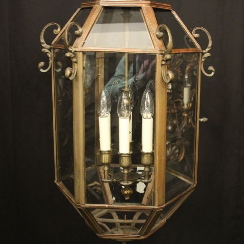 FRENCH BRONZE 6 LIGHT HEXAGONAL ANTIQUE LANTERN - ADDITIONAL PHOTO 2