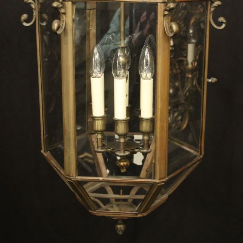 FRENCH BRONZE 6 LIGHT HEXAGONAL ANTIQUE LANTERN - ADDITIONAL PHOTO 3