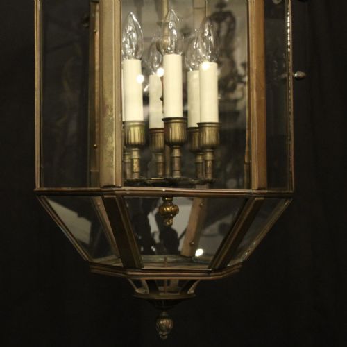 FRENCH BRONZE 6 LIGHT HEXAGONAL ANTIQUE LANTERN - ADDITIONAL PHOTO 5