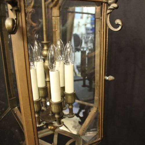 FRENCH BRONZE 6 LIGHT HEXAGONAL ANTIQUE LANTERN - ADDITIONAL PHOTO 7