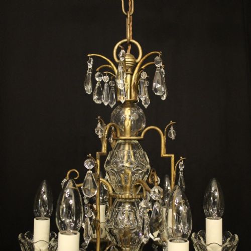 FRENCH GILDED CRYSTAL 6 LIGHT ANTIQUE CHANDELIER - ADDITIONAL PHOTO 1