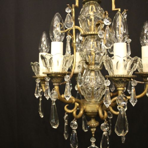 FRENCH GILDED CRYSTAL 6 LIGHT ANTIQUE CHANDELIER - ADDITIONAL PHOTO 3