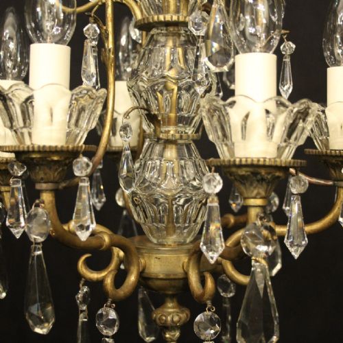 FRENCH GILDED CRYSTAL 6 LIGHT ANTIQUE CHANDELIER - ADDITIONAL PHOTO 6