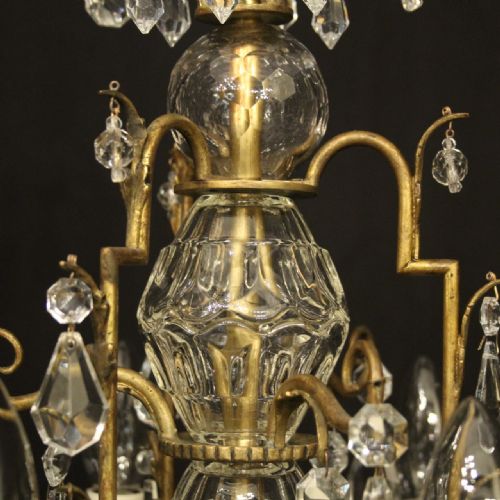 FRENCH GILDED CRYSTAL 6 LIGHT ANTIQUE CHANDELIER - ADDITIONAL PHOTO 7