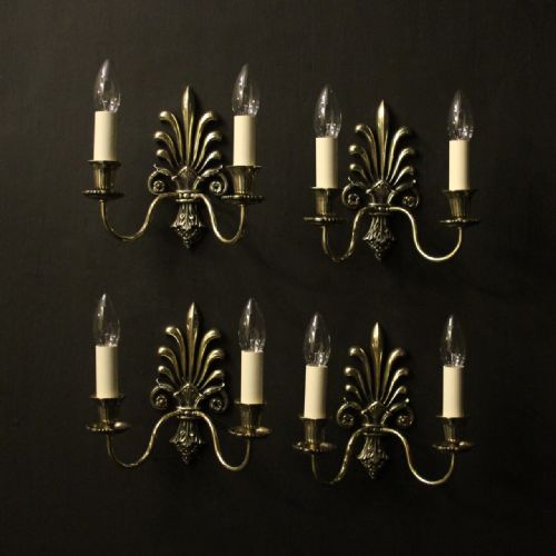french set of 4 brass fleur de lis wall lights - CATEGORY: ANTIQUE LIGHTING - DATED 1930
