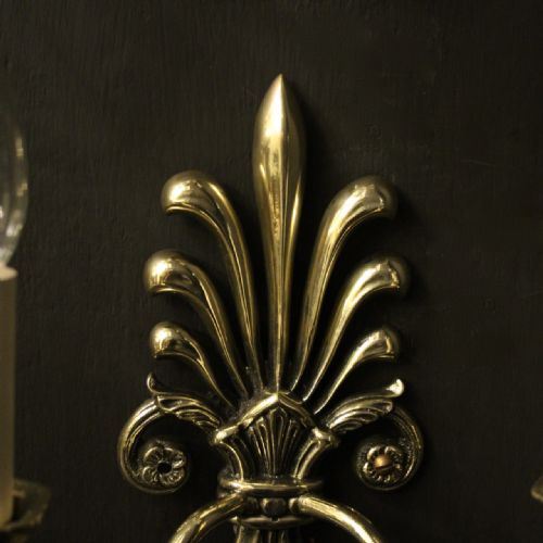 FRENCH SET OF 4 BRASS FLEUR DE LIS WALL LIGHTS - ADDITIONAL PHOTO 3