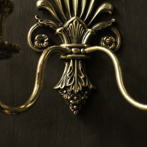 FRENCH SET OF 4 BRASS FLEUR DE LIS WALL LIGHTS - ADDITIONAL PHOTO 6