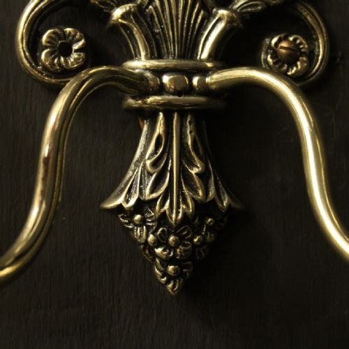 FRENCH SET OF 4 BRASS FLEUR DE LIS WALL LIGHTS - ADDITIONAL PHOTO 8