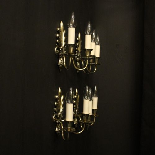 FRENCH SET OF 4 BRASS FLEUR DE LIS WALL LIGHTS - ADDITIONAL PHOTO 9