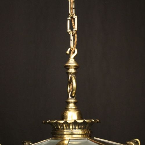 ENGLISH LATE 19TH C BRASS SINGLE LIGHT ANTIQUE LANTERN - ADDITIONAL PHOTO 6