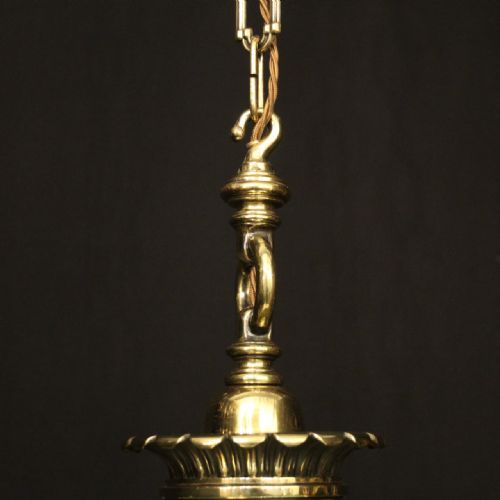 ENGLISH LATE 19TH C BRASS SINGLE LIGHT ANTIQUE LANTERN - ADDITIONAL PHOTO 7