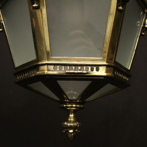 ENGLISH LATE 19TH C BRASS SINGLE LIGHT ANTIQUE LANTERN - ADDITIONAL PHOTO 8