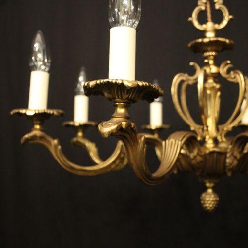 FRENCH GILDED BRASS 8 LIGHT CHANDELIER - ADDITIONAL PHOTO 1