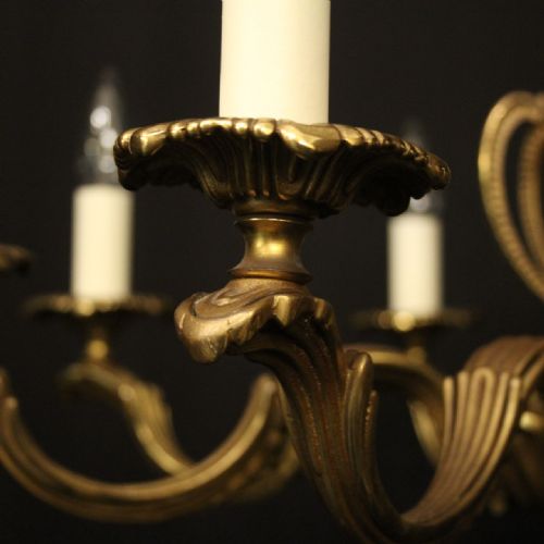 FRENCH GILDED BRASS 8 LIGHT CHANDELIER - ADDITIONAL PHOTO 2