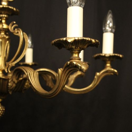 FRENCH GILDED BRASS 8 LIGHT CHANDELIER - ADDITIONAL PHOTO 3