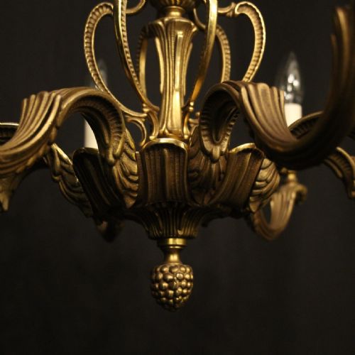 FRENCH GILDED BRASS 8 LIGHT CHANDELIER - ADDITIONAL PHOTO 5