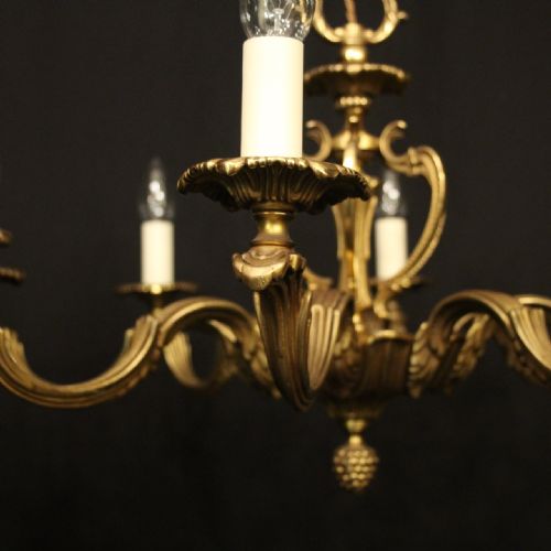 FRENCH GILDED BRASS 8 LIGHT CHANDELIER - ADDITIONAL PHOTO 6