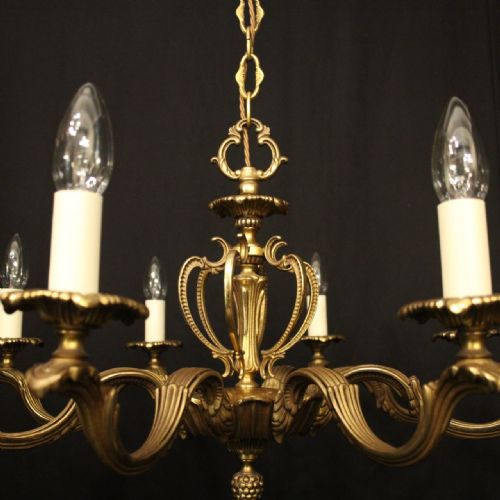 FRENCH GILDED BRASS 8 LIGHT CHANDELIER - ADDITIONAL PHOTO 7