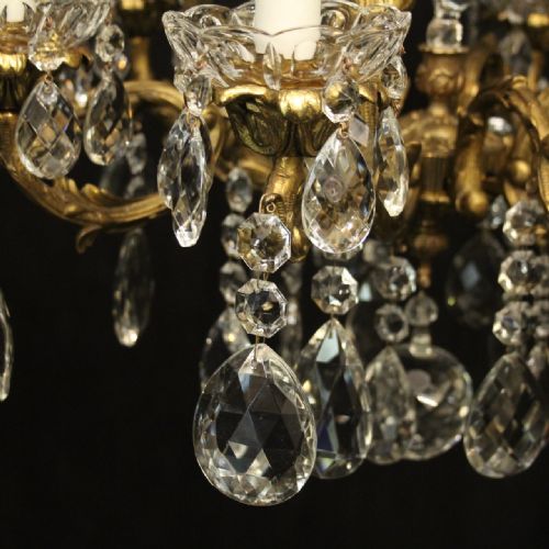 FRENCH GILDED BRONZE CRYSTAL 10 LIGHT ANTIQUE CHANDELIER - ADDITIONAL PHOTO 4
