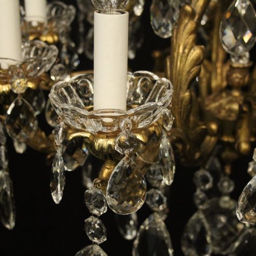 FRENCH GILDED BRONZE CRYSTAL 10 LIGHT ANTIQUE CHANDELIER - ADDITIONAL PHOTO 6