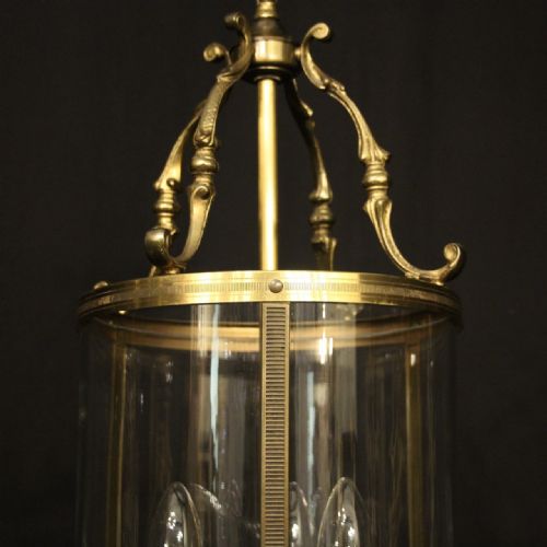 FRENCH GILDED BRASS TRIPLE LIGHT ANTIQUE LANTERN - ADDITIONAL PHOTO 4