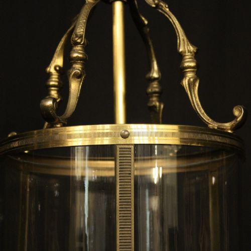 FRENCH GILDED BRASS TRIPLE LIGHT ANTIQUE LANTERN - ADDITIONAL PHOTO 5