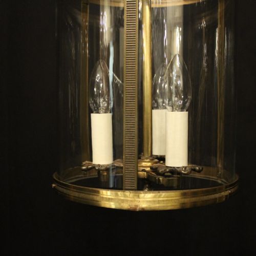 FRENCH GILDED BRASS TRIPLE LIGHT ANTIQUE LANTERN - ADDITIONAL PHOTO 7